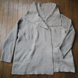 Chico's Open Front Oversized Collar Neutral Cotton Blend Cardigan Size XL